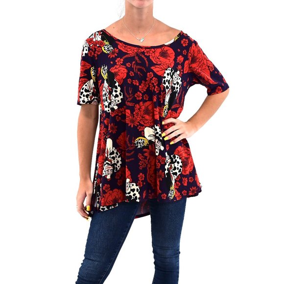 LuLaRoe Tops - LULAROE Cruella De Vil Irma Short Sleeve Top #AQ9